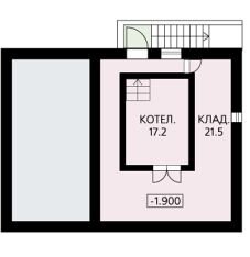Проект дома из кирпича с зимним садом и небольшим подвальным помещением / План цокольного этажа