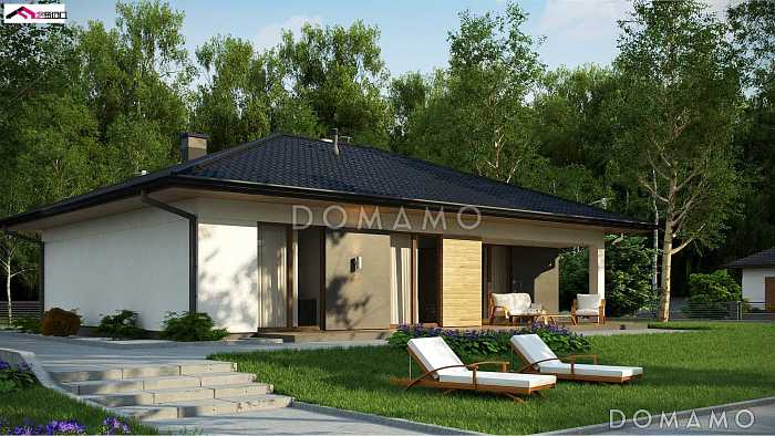 Проект дома с функциональной планировкой, светлыми помещениями, хозяйской спальней, гостиной с камином