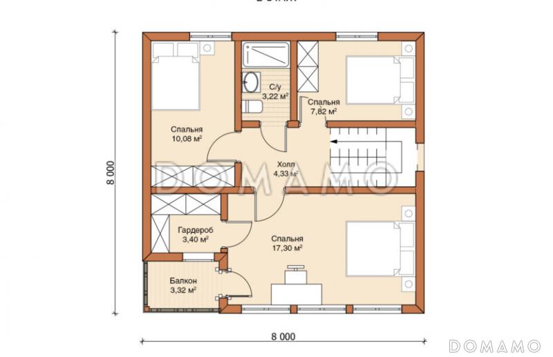 Каркасный дом "Копенгаген" / План 2 этажа