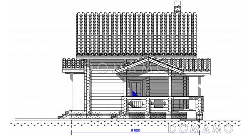 Проект бани с террасой и бильярдной   / Фасад 3