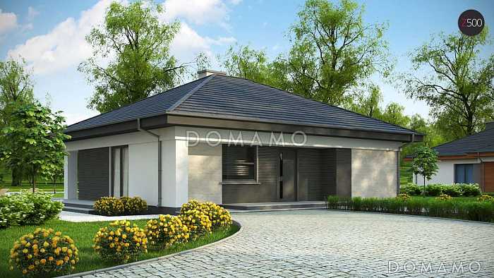 Проект небольшого функционального одноэтажного дома из кирпича с тремя спальнями