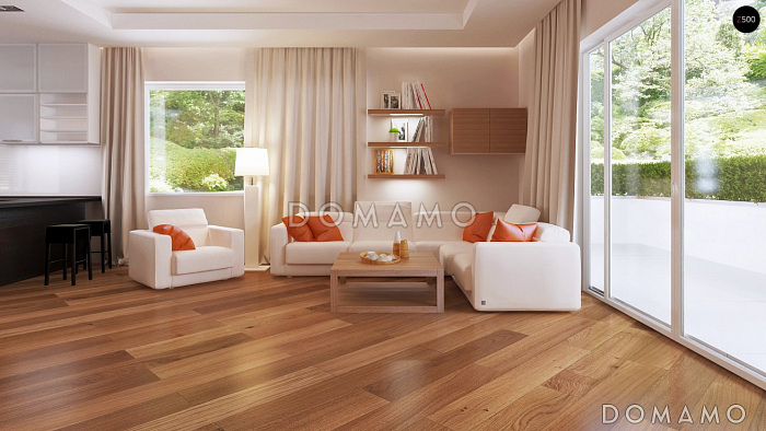 Проект одноэтажного дома из газобетона с тремя спальнями и гаражом на два автомобиля, с возможностью обустройства мансарды