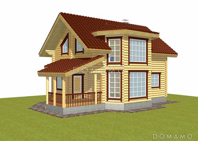 Проект коттеджа из бревна с сауной
