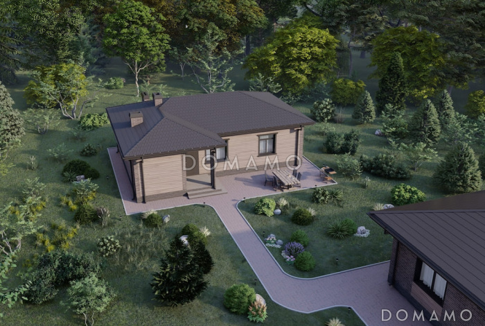 Проект компактного дома с сауной, парной, 2 спальнями и гостиной