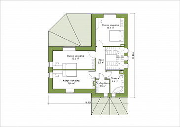 Проект углового коттеджа из СИП панелей с большой террасой / План мансардного этажа