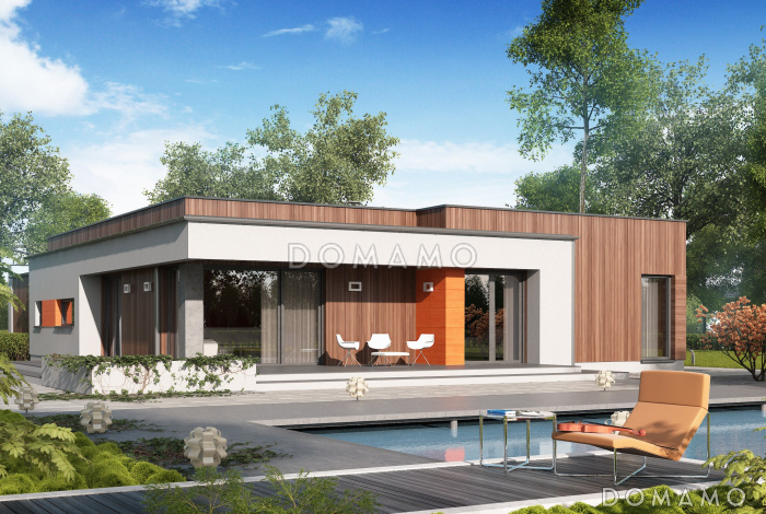 Проект просторного современного одноэтажного дома из газобетона с тремя спальнями, кабинетом