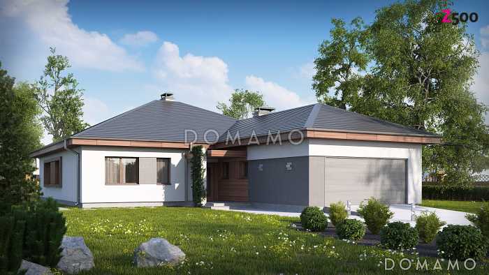 Проект удобного одноэтажного дома из кирпича с тремя спальнями, кабинетом и фронтальным гаражом