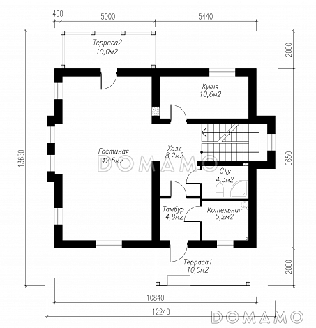 Проект просторного коттеджа в стиле кантри из СИП панелей / План 1 этажа
