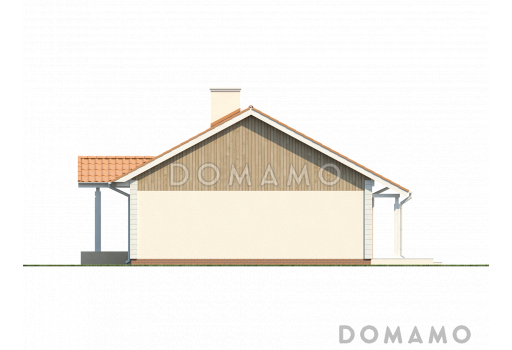 Проект классического одноэтажного дома из газобетона с отделённой спальной зоной  / Фасад 3