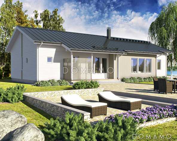 Проект каркасного дома с крытой террасой