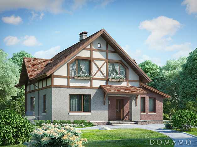 Проект небольшого дома с пятью жилыми комнатами и балконом