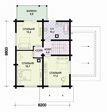 Проект деревянного дома с рациональной планировкой, просторной гостиной и гаражом / План мансардного этажа
