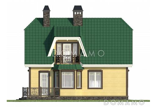 Проект небольшого дома с террасой и балконом / Фасад 3