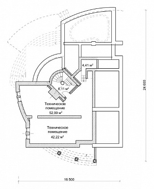 Проект дома с двусветной гостиной и бассейном / План цокольного этажа