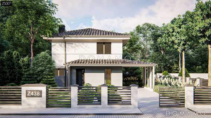 Проект двухэтажного загородного дома для семьи с детьми, просторной ванной, террасой