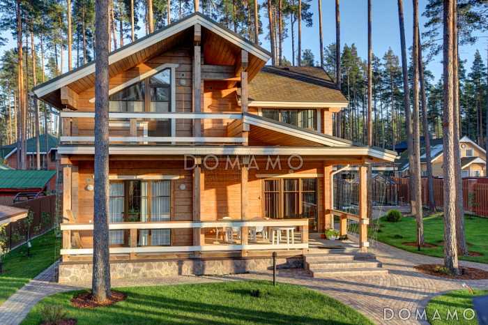 Проект двухэтажного дома из клееного бруса с двумя гостевыми комнатами на первом этаже