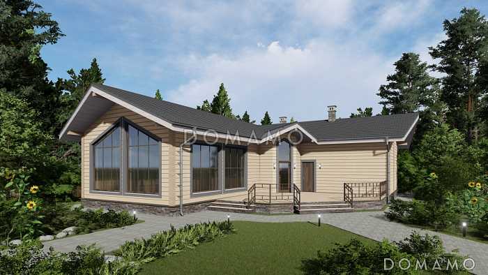 Проект одноэтажной бани с бильярдной и кухней-столовой