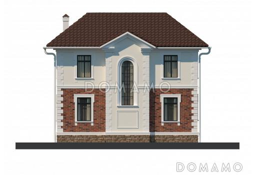 Проект компактного кирпичного коттеджа с парадным входом / Фасад 4