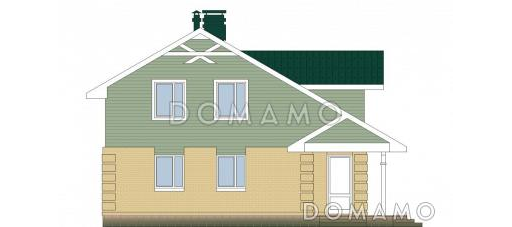 Проект дома из кирпича с навесом для двух машин и крытой террасой / Фасад 4