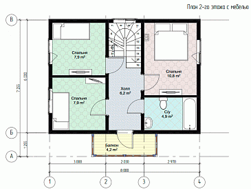 Каркасный дом "Миссури" / План 2 этажа