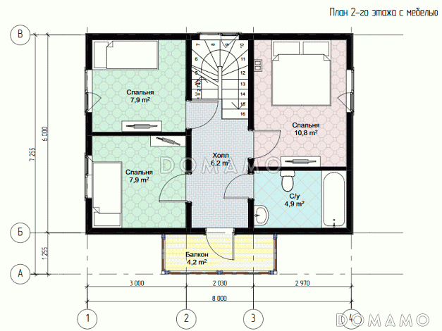 Каркасный дом "Миссури" / План 2 этажа