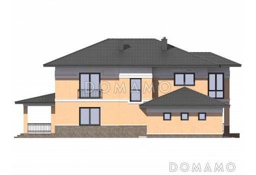 Проект двухэтажного дома с вместительным гаражом для двух авто / Фасад 2