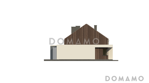 Проект комфортного одноэтажного мансардного дома из газобетона для двух семей / Фасад 2