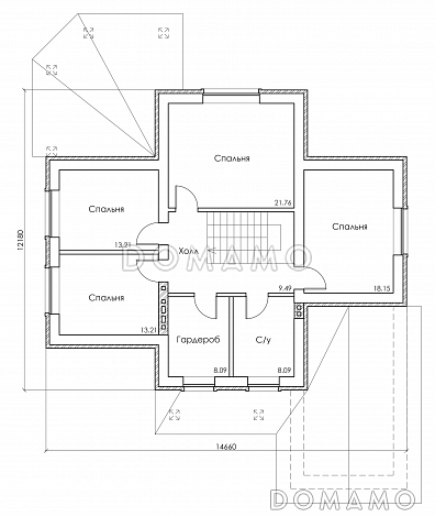 Проект красивого двухэтажного дома c большим гаражом и террасой / План 2 этажа