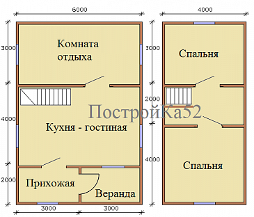 Каркасный дом на сваях / План 1 этажа