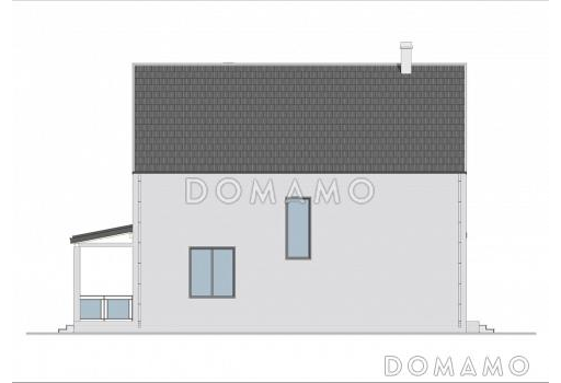 Проект двухэтажного дома с тремя спальными комнатами, балконом и сауной / Фасад 4