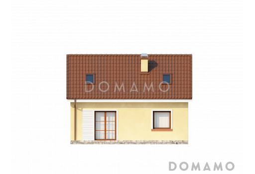 Проект одноэтажного мансардного дома из кирпича с четырьмя спальнями / Фасад 2
