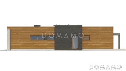 Проект просторного современного одноэтажного дома из кирпича с гаражом и тремя спальнями / Фасад 3