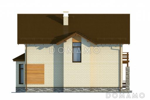 Проект коттеджа из белого клинкера с эркером и деревянными вставками / Фасад 3