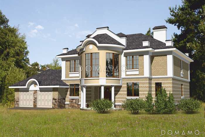 Проект дома с большим круглым эркером