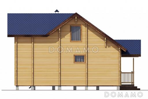 Проект дома из клееного бруса со вторым светом и двумя спальнями на мансардном этаже / Фасад 4