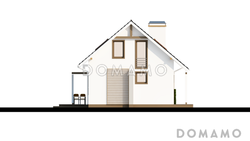 Проект компактного одноэтажного мансардного дома из кирпича с кабинетом на первом этаже и тремя спальнями на мансарде / Фасад 2