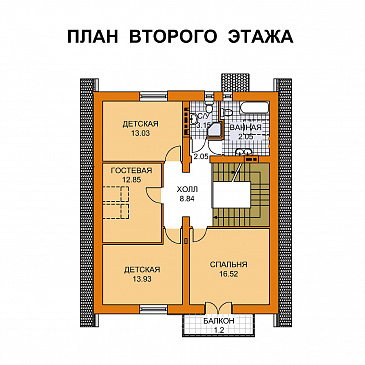 Проект компактного коттеджа из СИП панелей с пятью спальнями / План мансардного этажа
