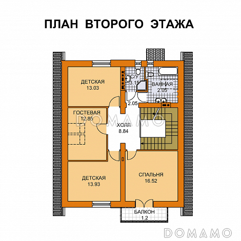 Проект компактного коттеджа из СИП панелей с пятью спальнями / План мансардного этажа