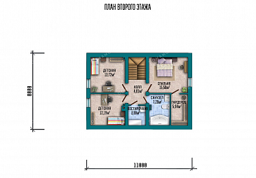 Проект дома с мансардой и навесом для авто / План мансардного этажа