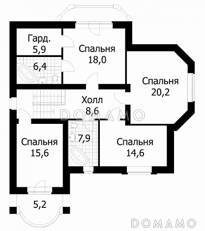 Проект шестикомнатного жилого дома / План 2 этажа