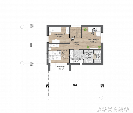 C-125 двухэтажный дом / План 2 этажа