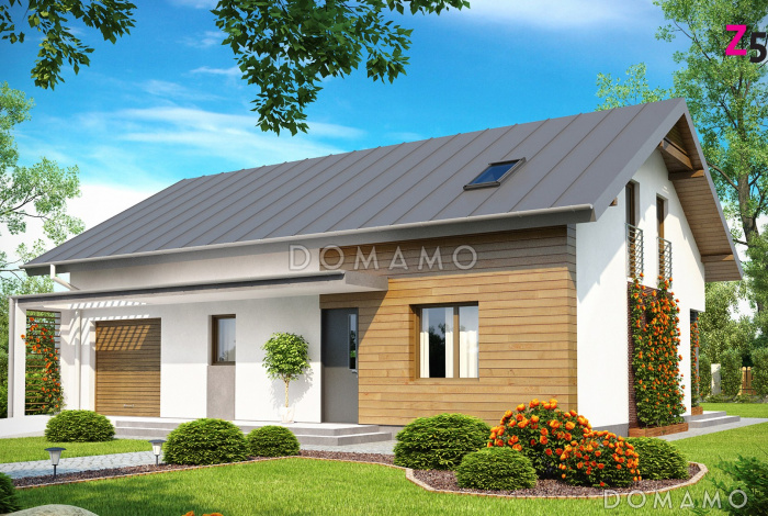 Проект классического одноэтажного мансардного дома из кирпича с кабинетом и гаражом