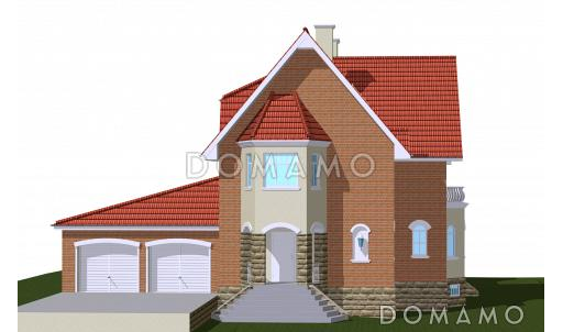 Проект трёхэтажного коттеджа с гаражом, подвалом и бассейном / Фасад 1