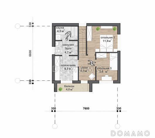 C-122 двухэтажный дом / План мансардного этажа