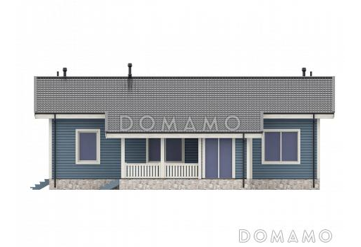 Проект одноэтажного финского дома на 4 спальни, с сауной и террасой / Фасад 1