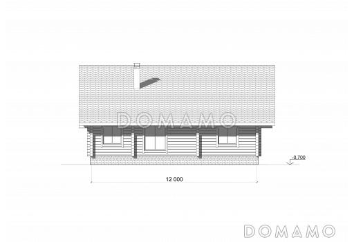 Проект коттеджа из бруса с двускатной кровлей / Фасад 3