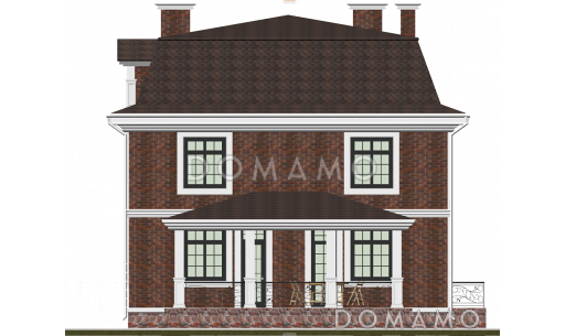 Проект двухэтажного дома с бильярдной и мансардой / Фасад 4