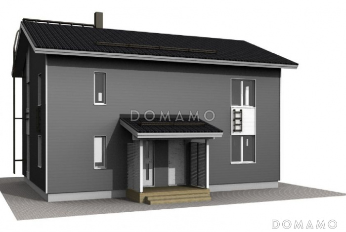 Проект двухэтажного дома с пятью комнатами на втором этаже