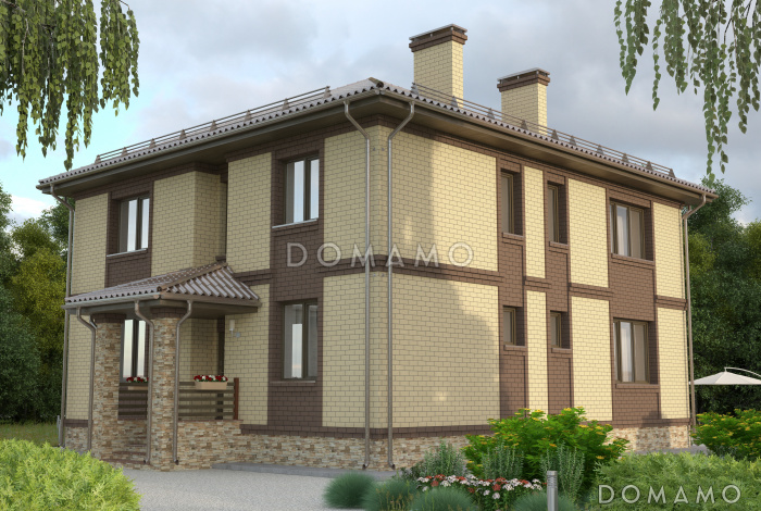 Проект двухэтажного коттеджа с лоджией на первом этаже