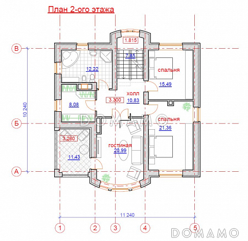 Проект дома с предусмотренной котельной на цокольном этаже / План 2 этажа